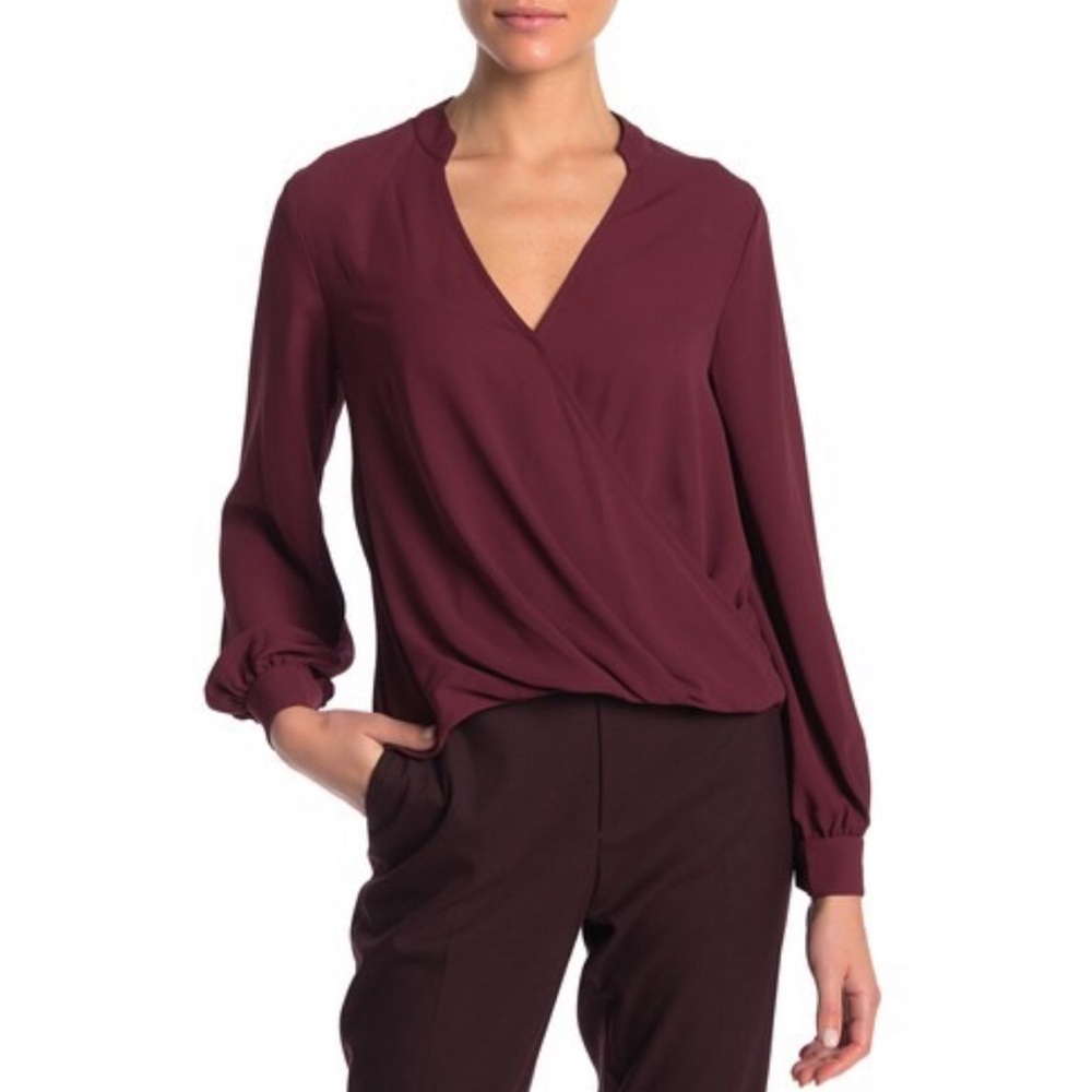 Nordstrom Lush Surplice V-Neck High Low Blouse